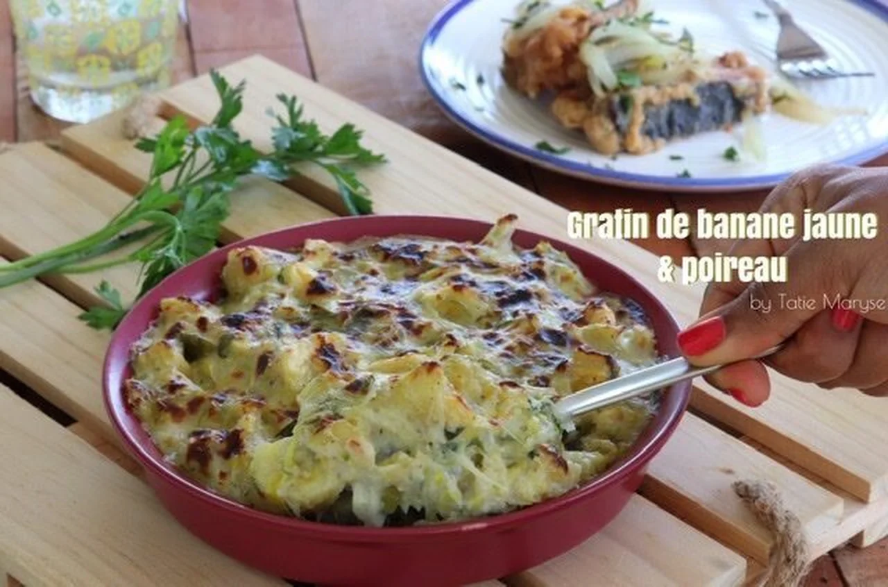 Gratin de banane jaune et poireau
