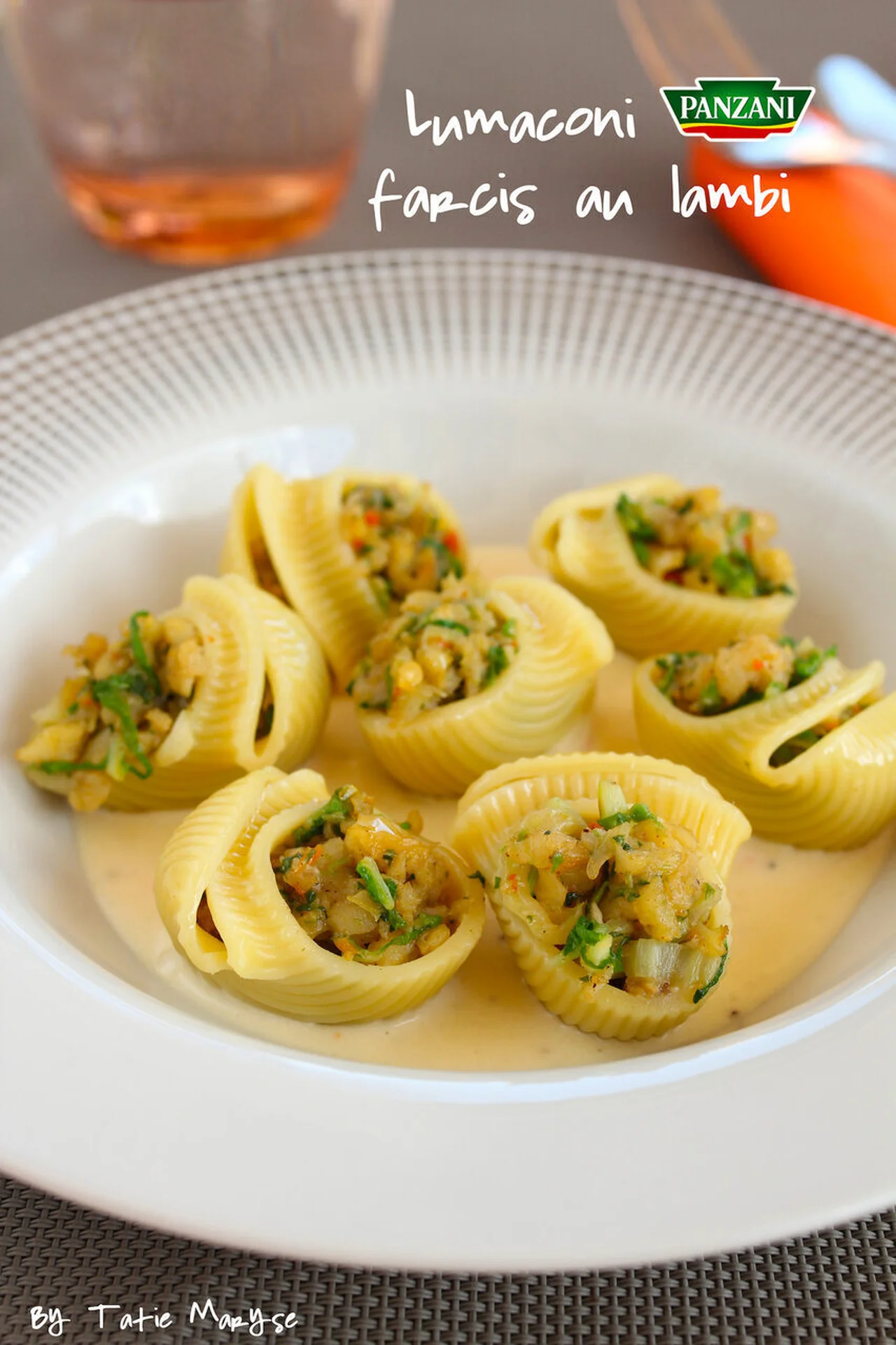 Lumaconi au lambi, crème au parmesan
