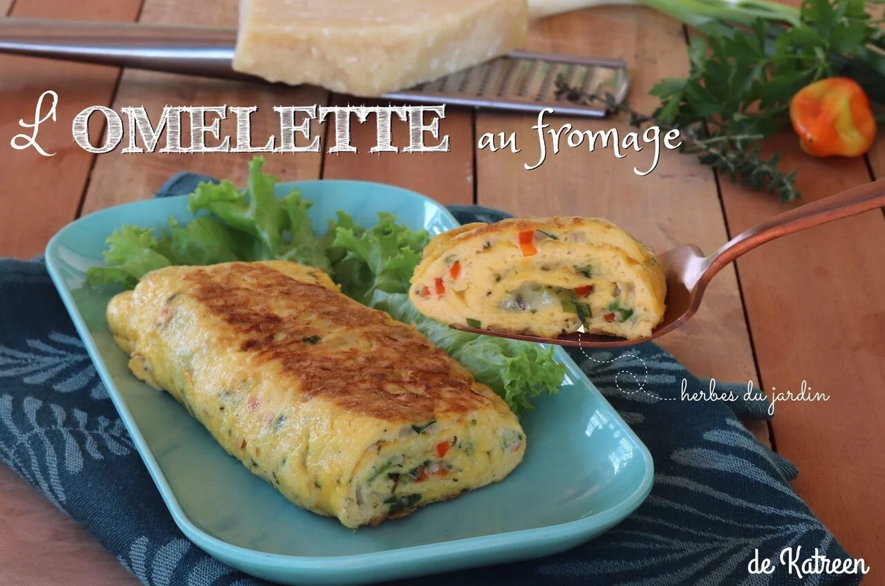 Omelette au fromage et aux herbes du jardin