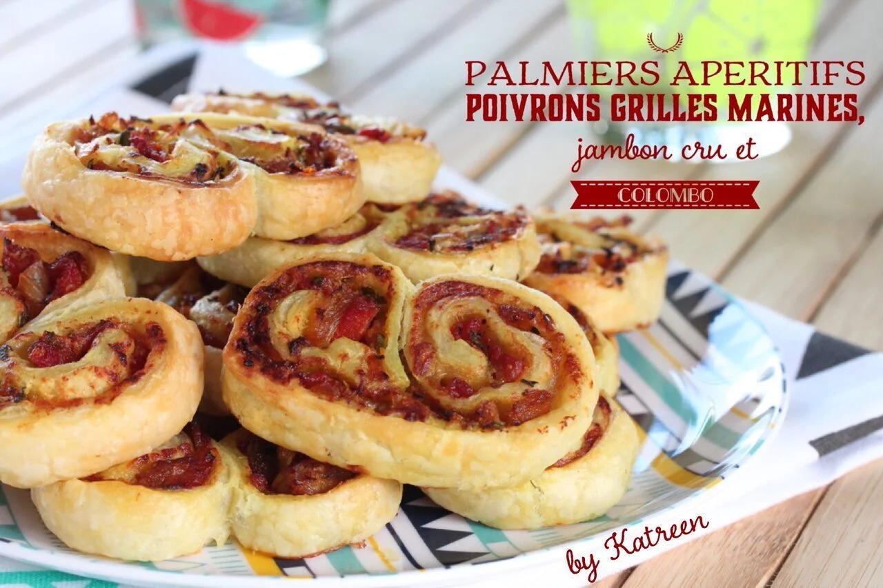 Palmiers apéritifs aux poivrons grillés et colombo