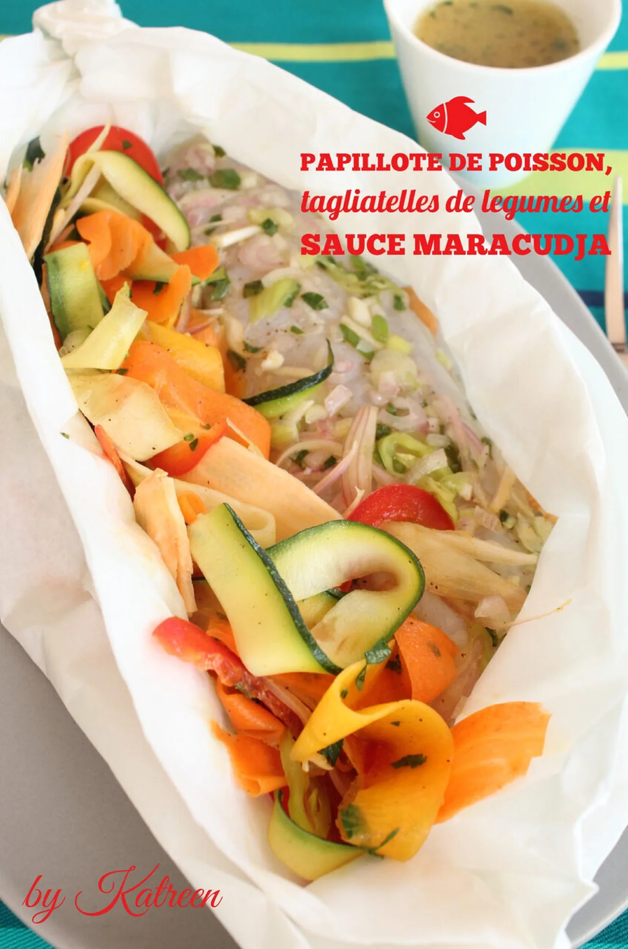 Papillote de poisson et tagliatelles de légumes