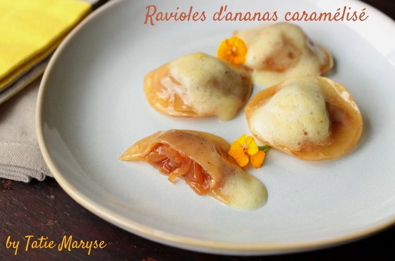 Ravioles d'ananas caramélisé