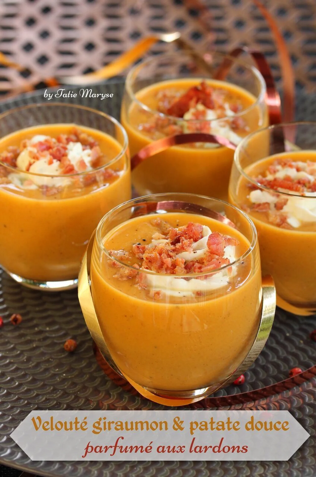 Velouté de légumes oranges aux lardons