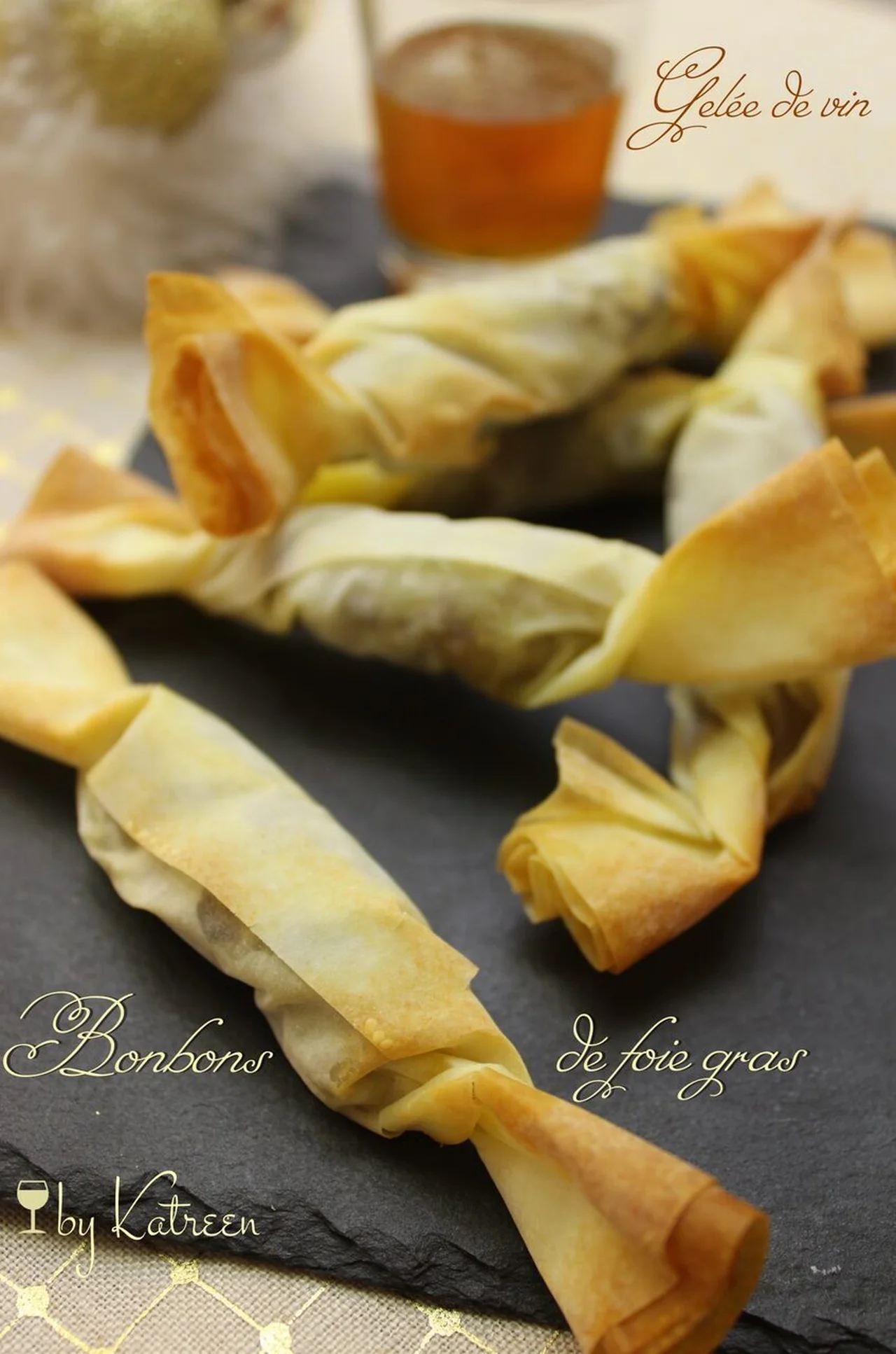 Bonbons au foie gras et gelée de vin blanc