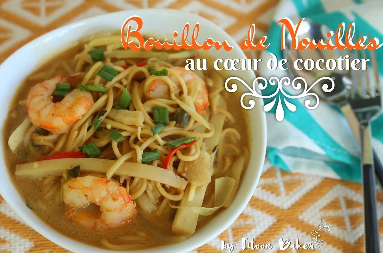 Bouillon de nouilles, cocotier et crevettes