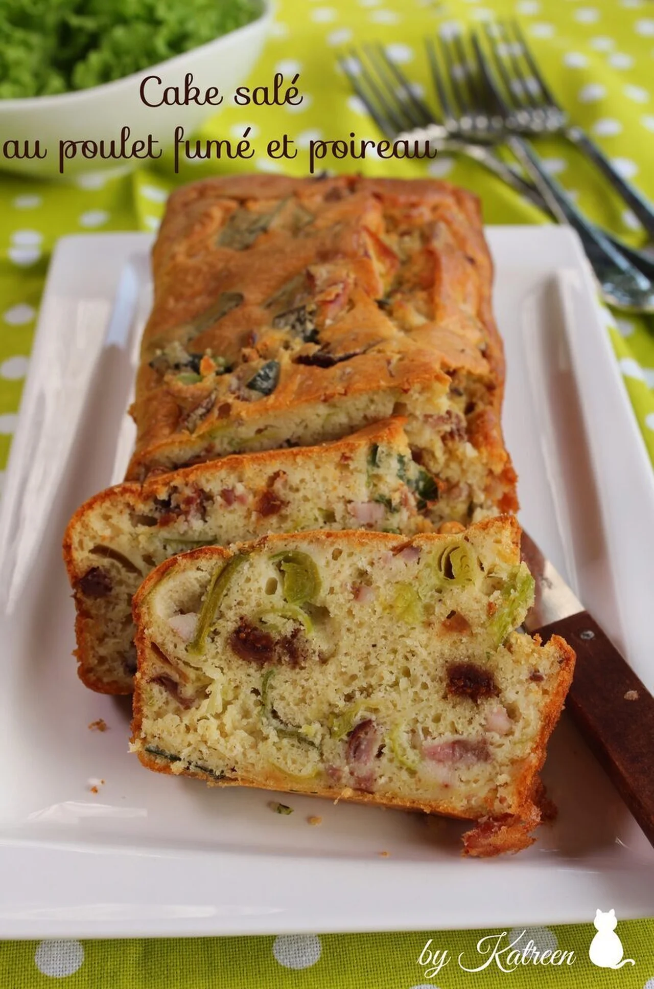Cake salé au poulet fumé et poireau
