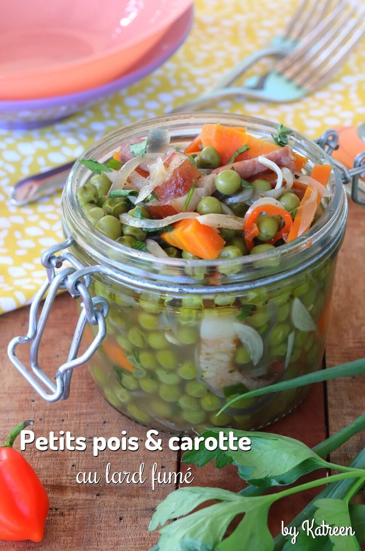 Petits pois carotte au lard fumé