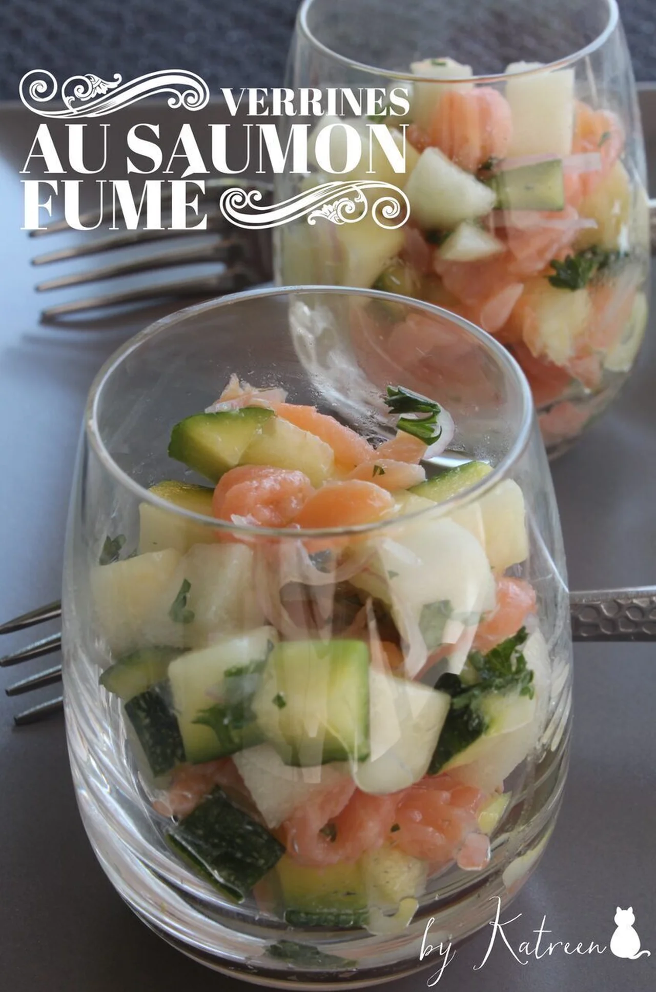 Verrines au saumon fumé et à la courgette