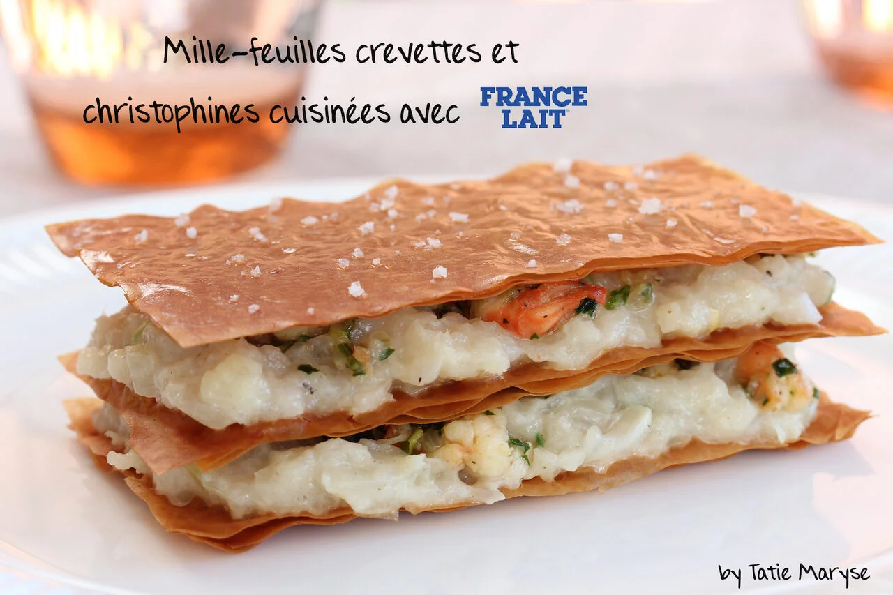 Mille-feuille christophine et crevettes sautées