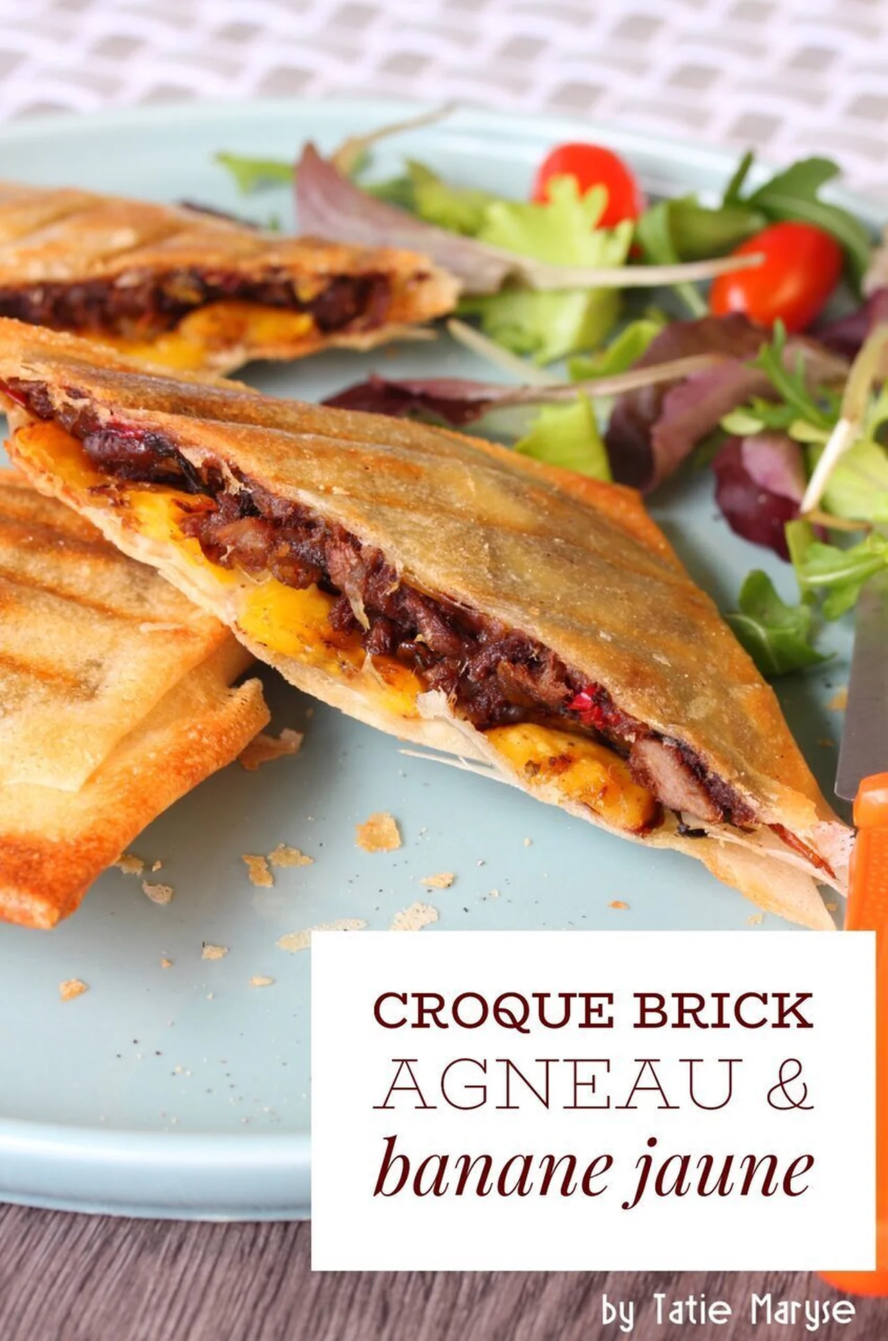 Croque brick à l'agneau et banane plantain