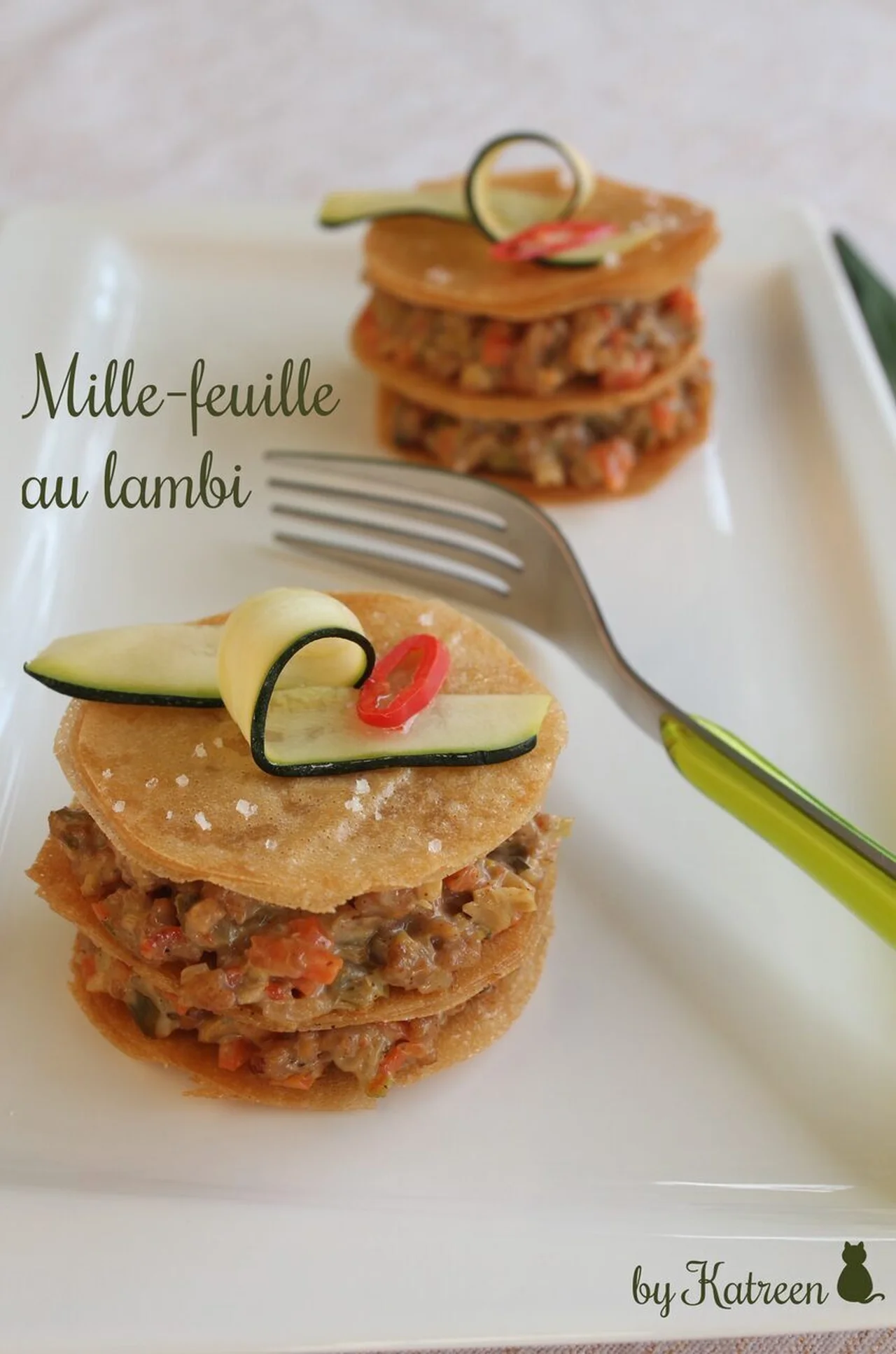 Mille-feuille au lambi et aux légumes