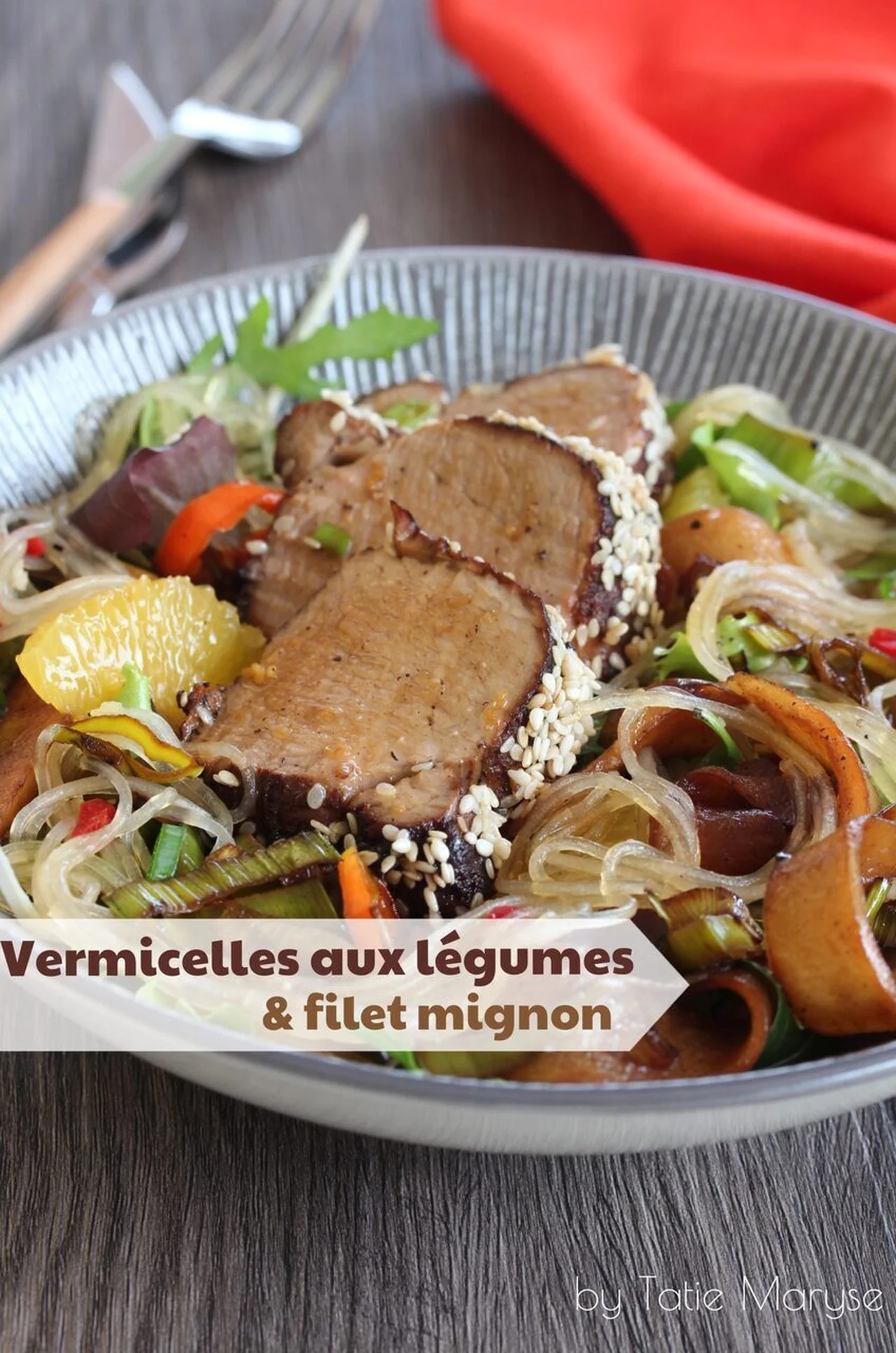 Salade de vermicelles au filet mignon de porc