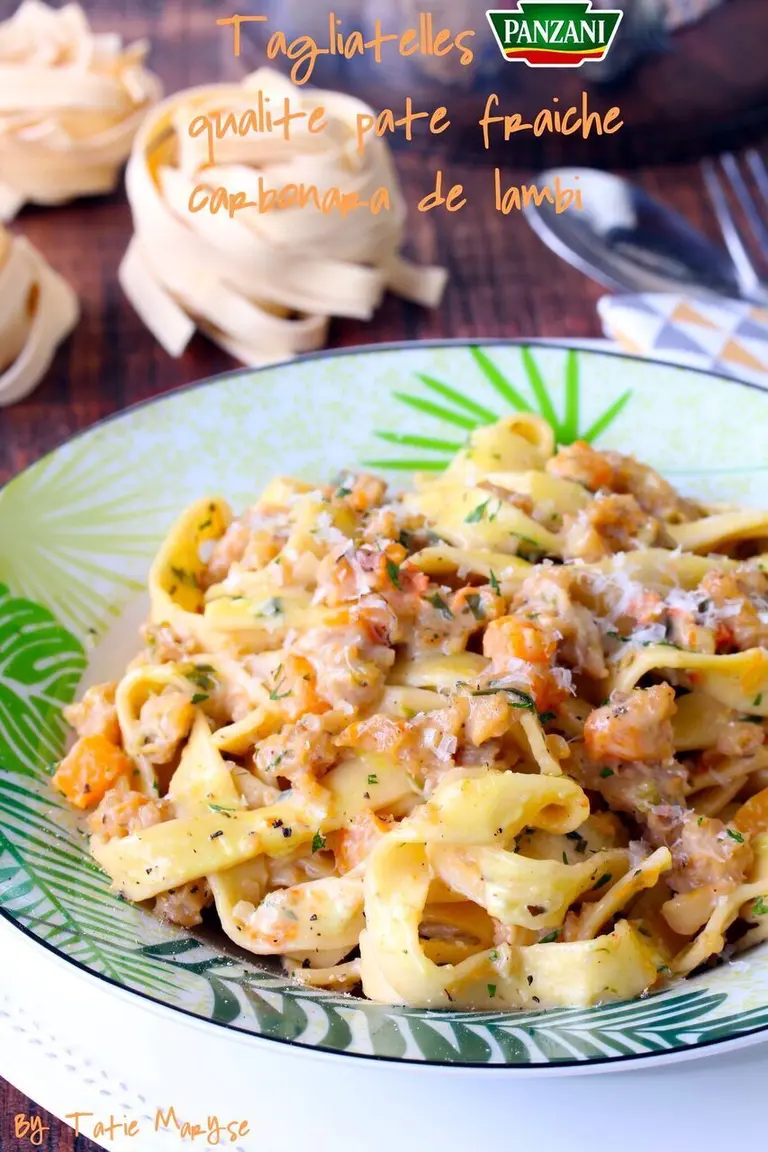 Tagliatelles à la carbonara de lambi