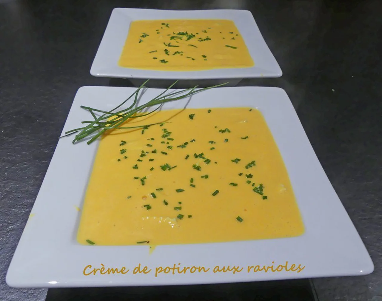 Crème de potiron aux ravioles