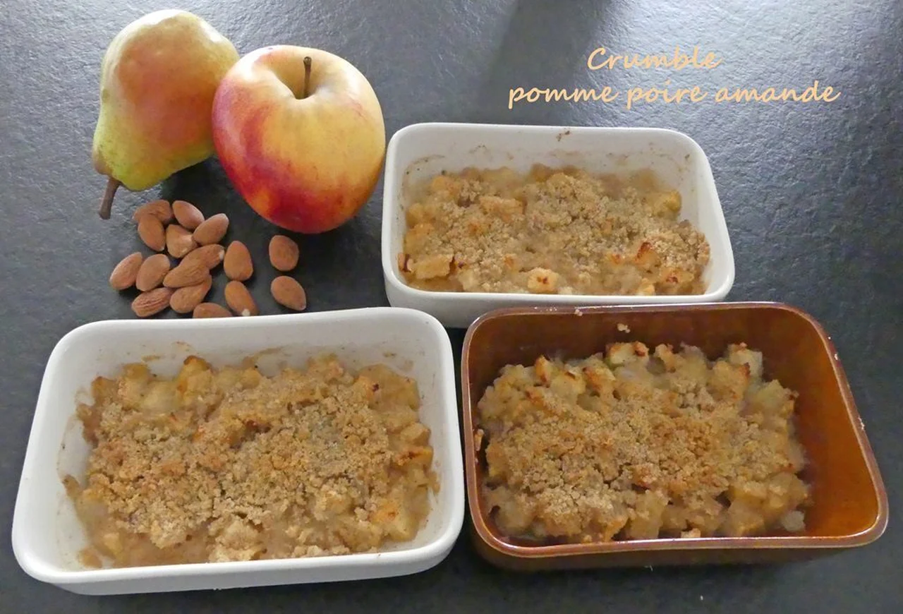 Crumble pomme poire amande