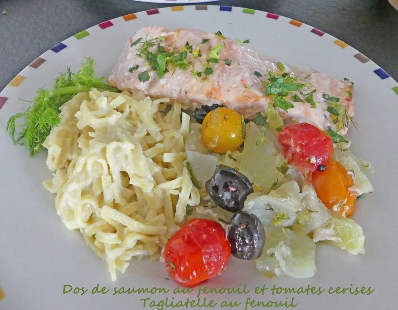Dos de saumon au fenouil et tomates cerises