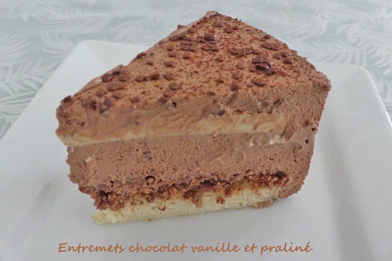 Entremets chocolat vanille et praliné