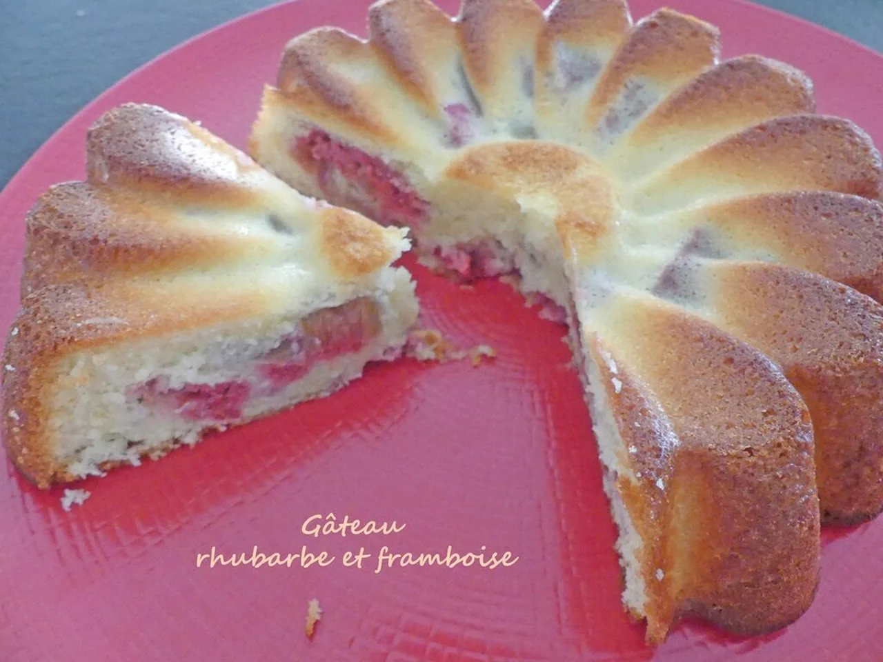 Gâteau rhubarbe et framboise