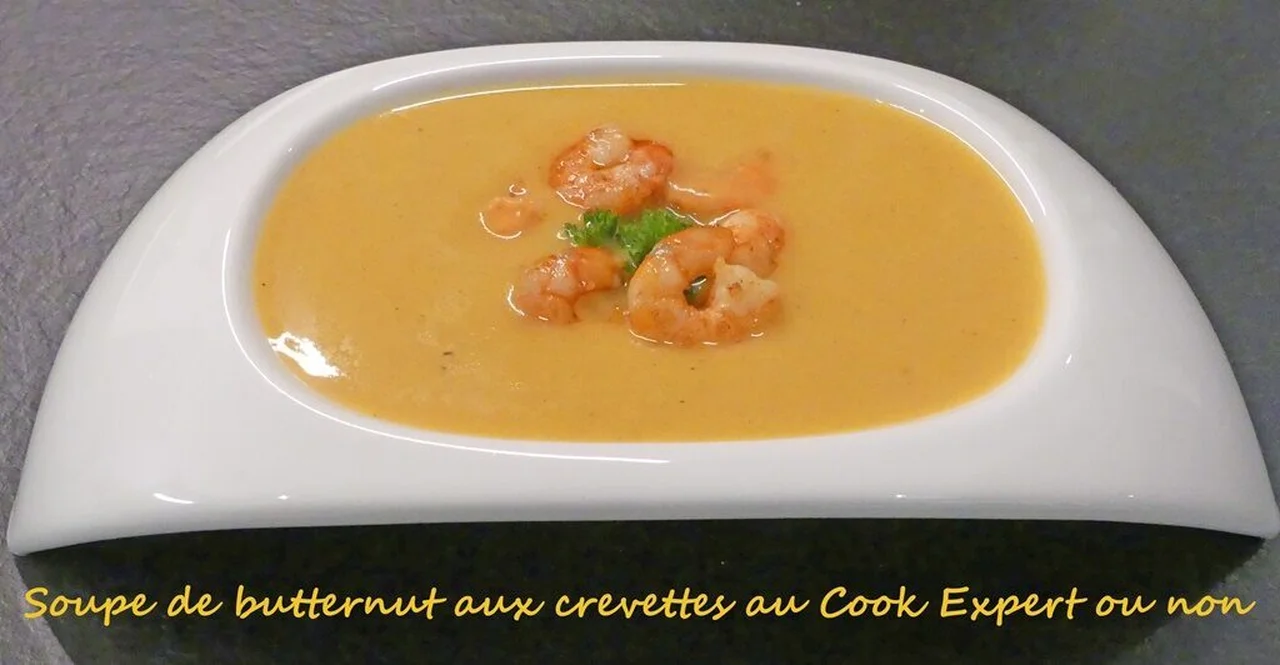 Soupe de butternut aux crevettes