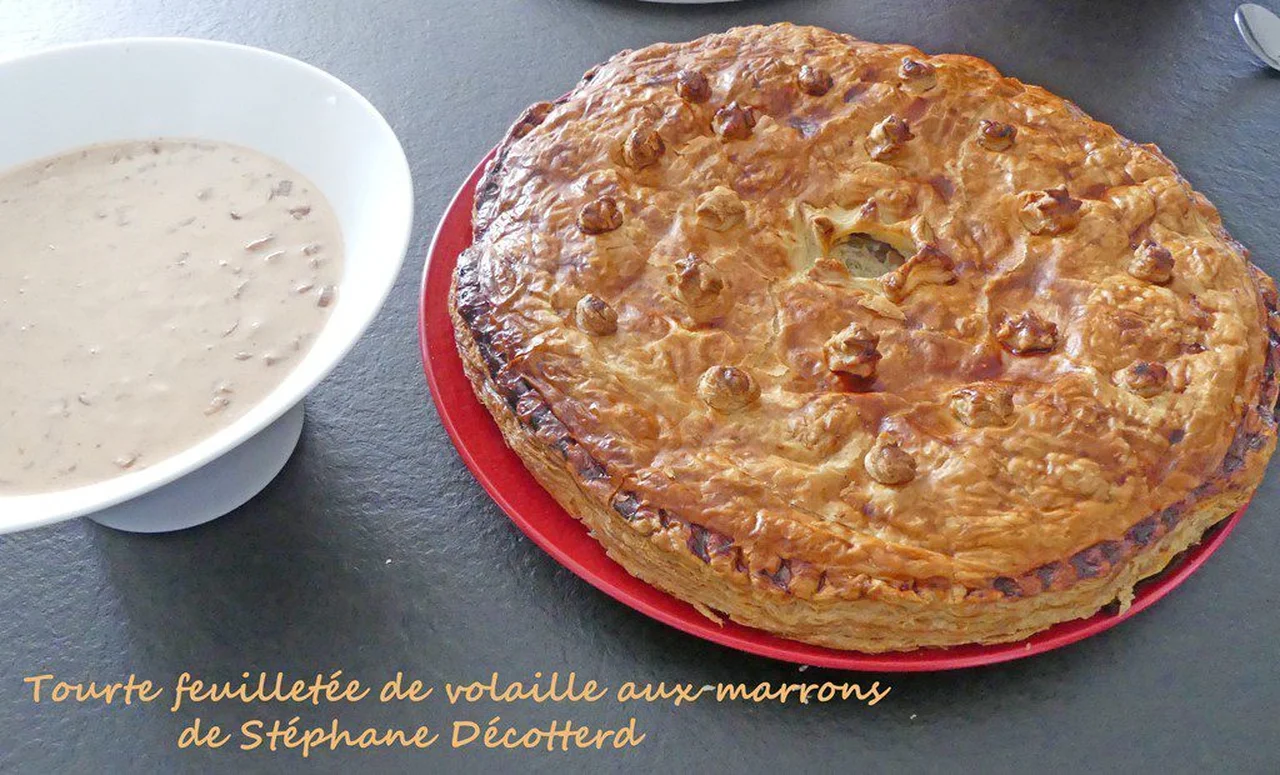 Tourte feuilletée de volaille aux marrons