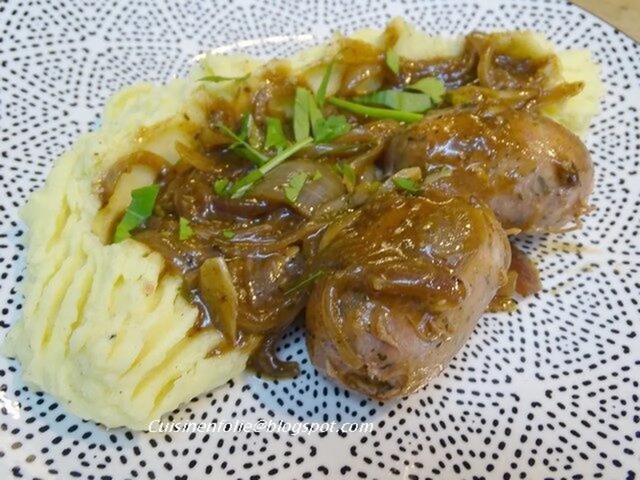 Bangers and mash, purée de pommes de terre