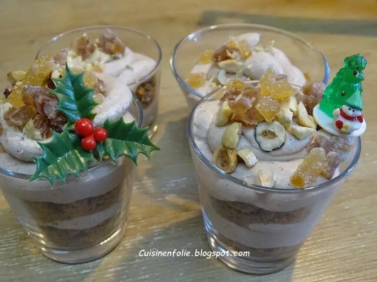 Verrines mousse crème de marron et noisettes