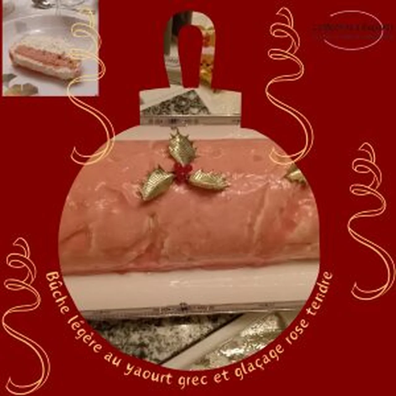 Bûche légère au yaourt grec et glaçage rose tendre