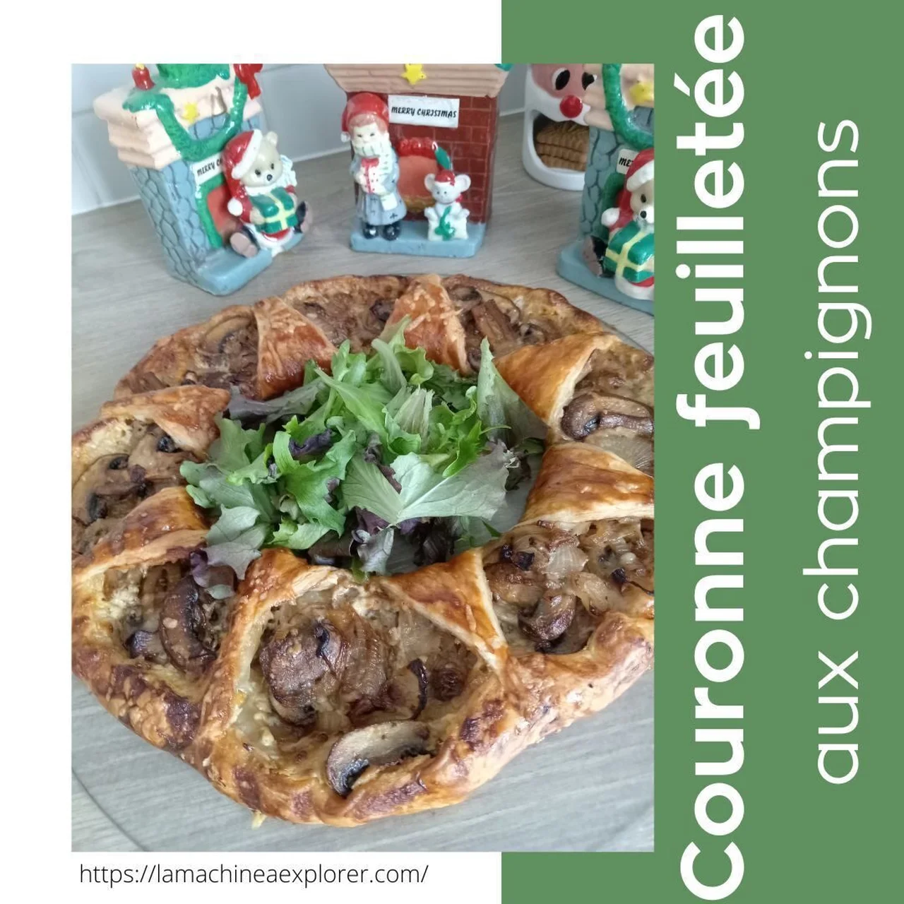 Couronne de Noël feuilletée aux champignons