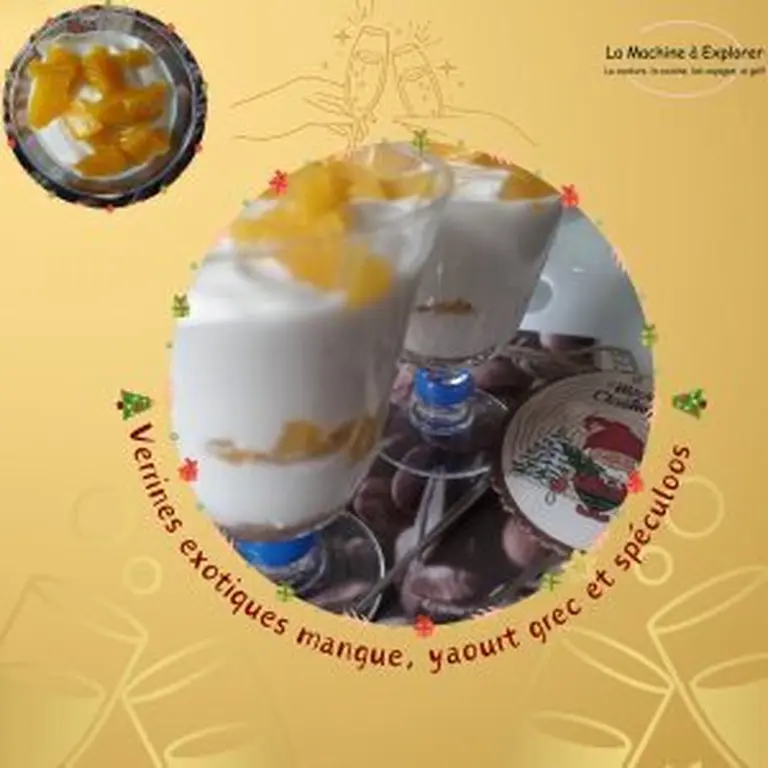 Verrines mangue, yaourt grec et spéculoos