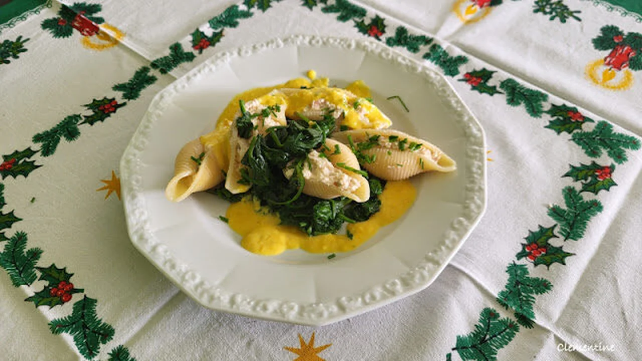 Cannelloni au saumon, crevettes, épinards et safran