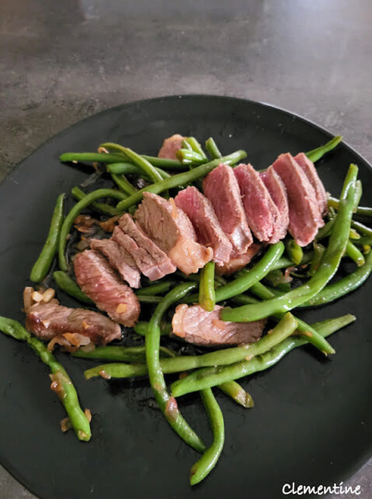 Haricots verts sautés au bœuf