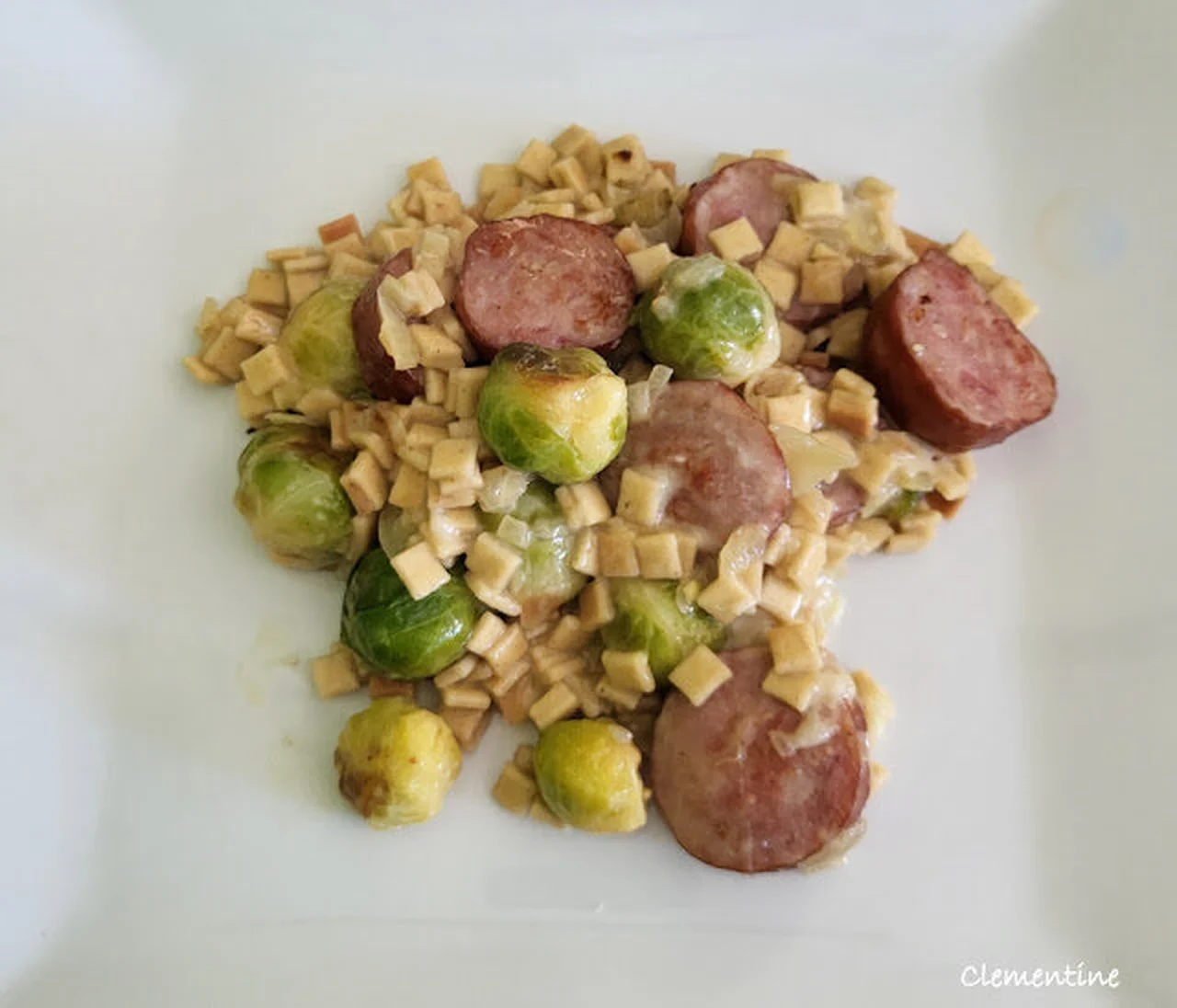 Risotto de crozets aux choux de Bruxelles et diots