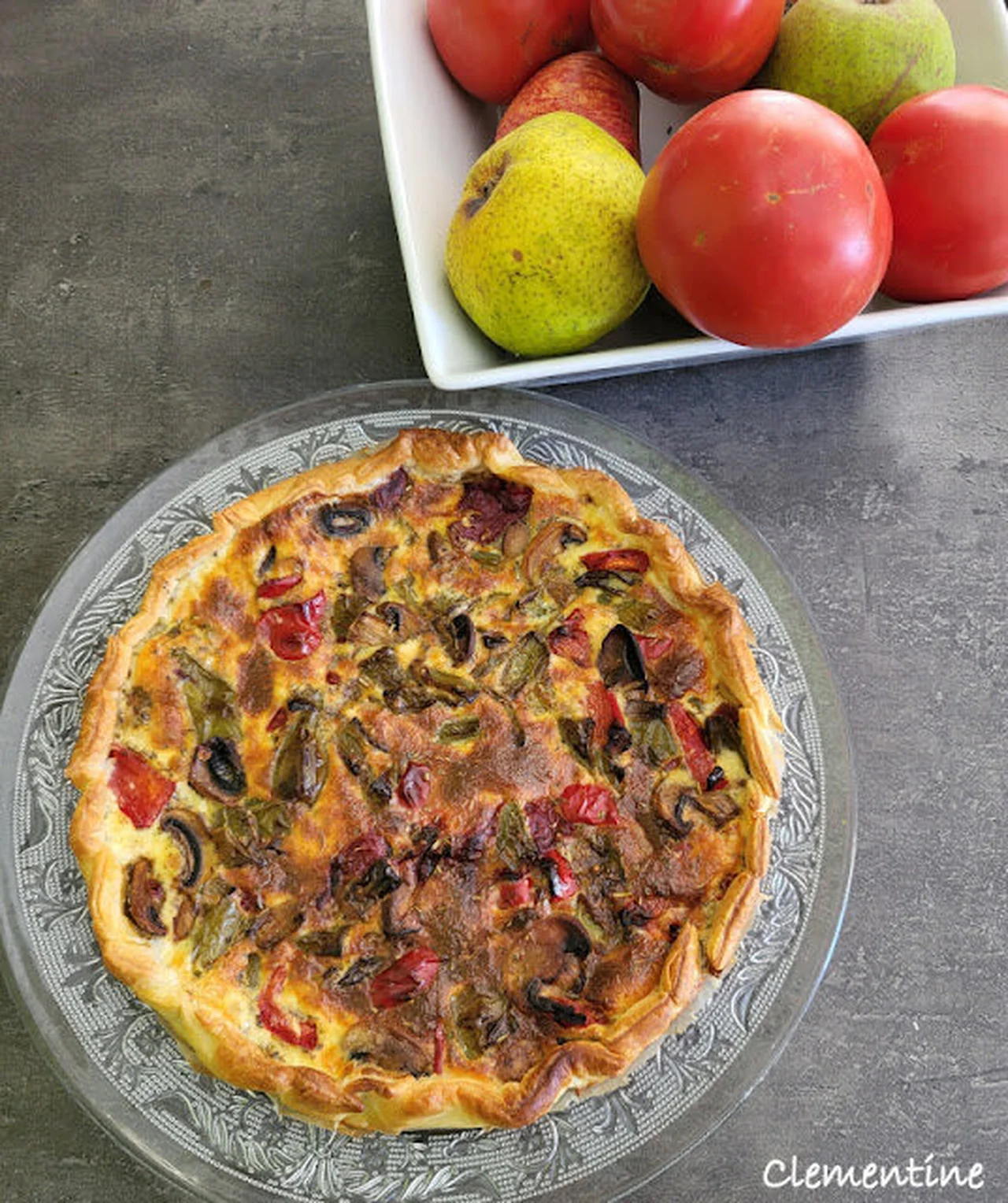 Tarte salée aux poivrons et champignons
