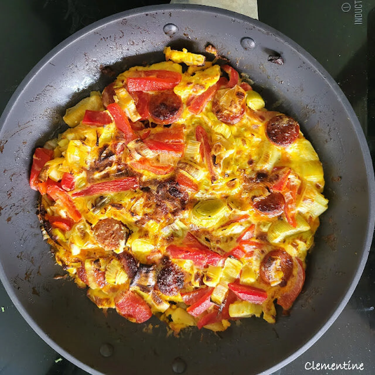 Tortilla aux poireaux et chorizo