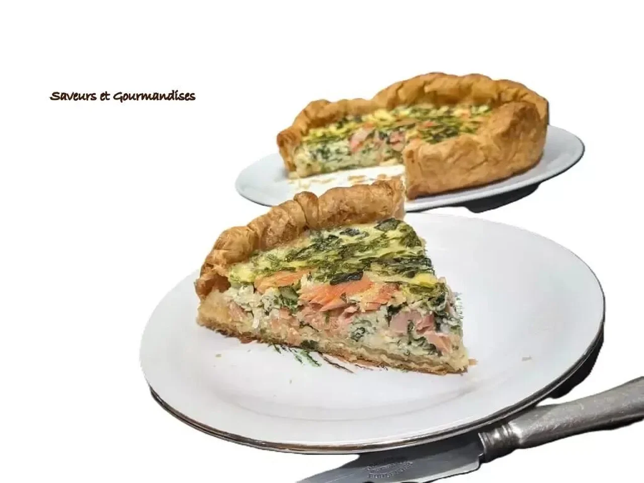Tarte à la truite fumée et aux épinards sauvages