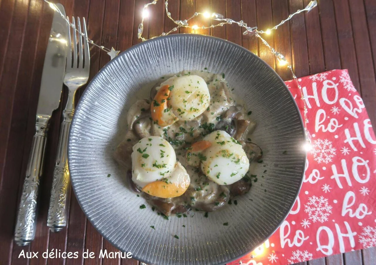 Noix de Saint-Jacques sur lit de champignons