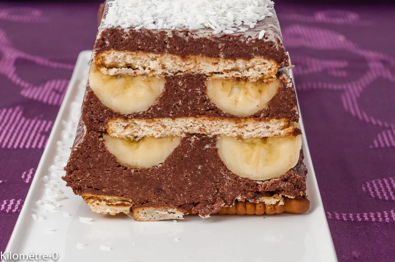 Entremets au chocolat et à la banane