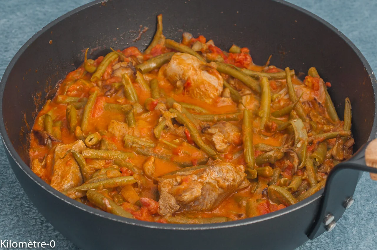 Poêlée de dinde aux haricots verts et aux cèpes