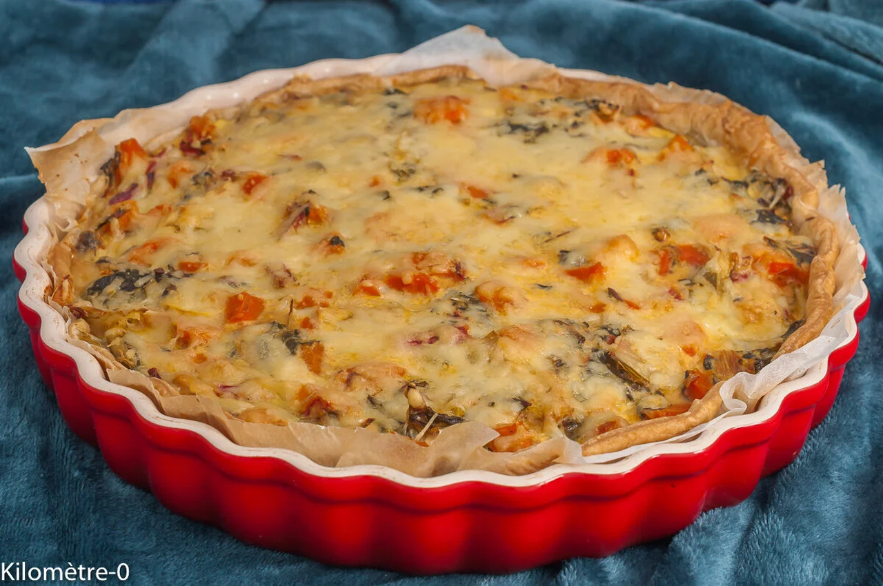 Quiche aux blettes, carottes et maquereaux
