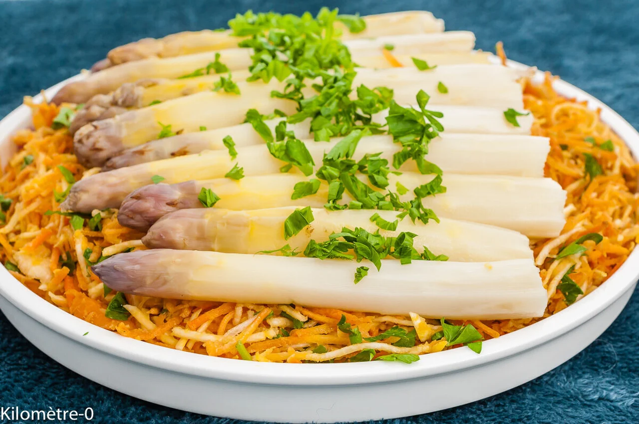 Salade de carottes et céleri rave aux asperges