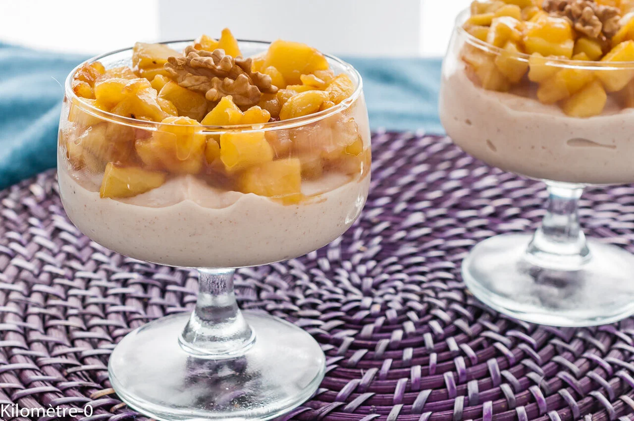 Verrine crème de châtaignes et pommes caramélisées
