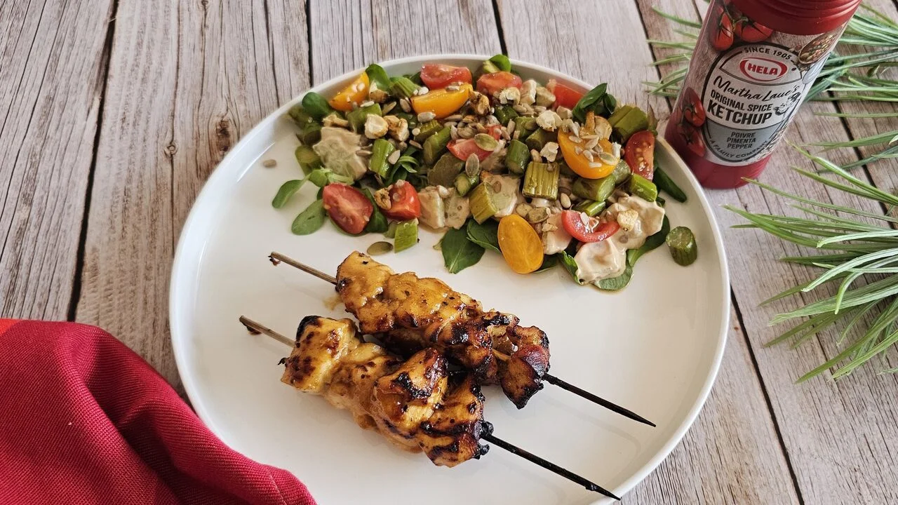 Brochettes caramélisées au ketchup à l'Air Fryer