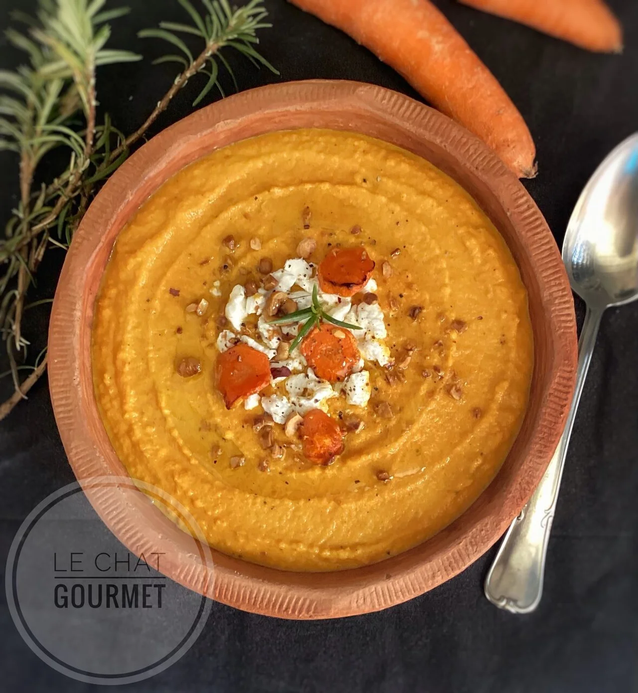 Crème à la citrouille et aux carottes rôties