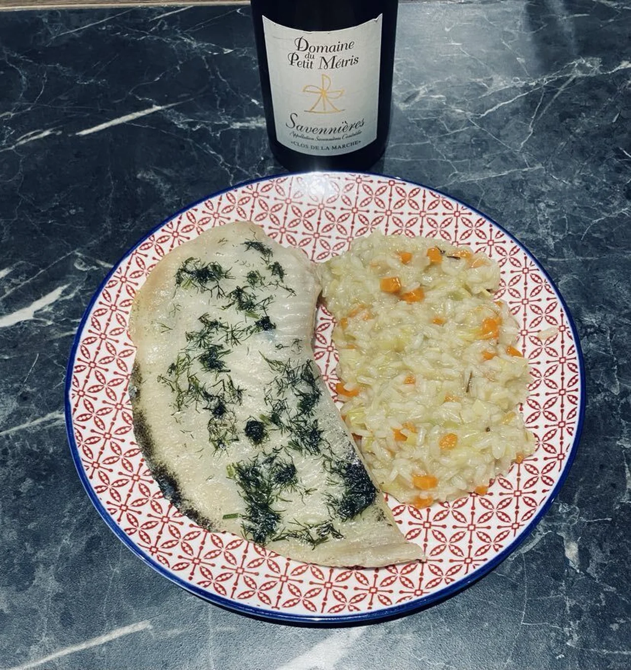 Turbot au beurre d'aneth et risotto