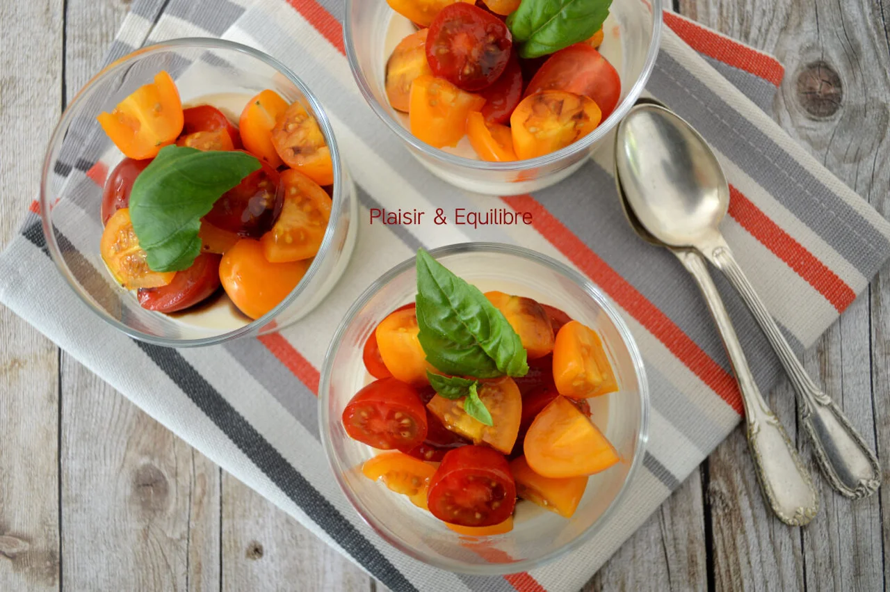 Verrines de tomates et crémeux mozzarella