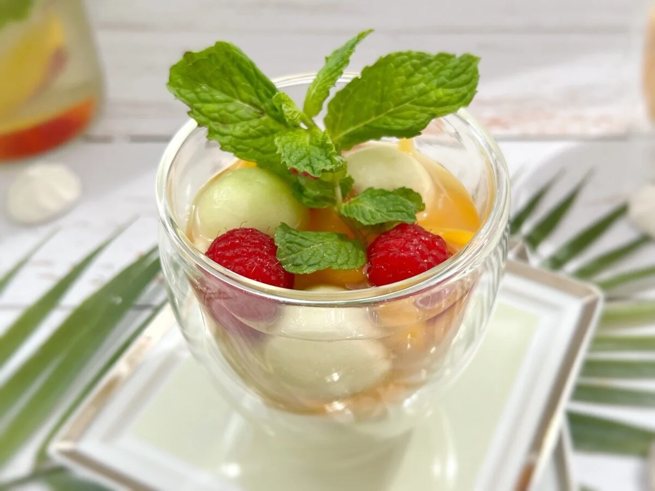 Salade de fruits en verrine, gingembre infusé