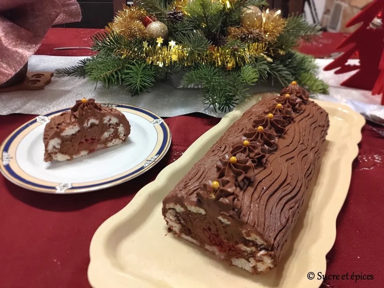 Bûche chocolat framboise facile et sans cuisson