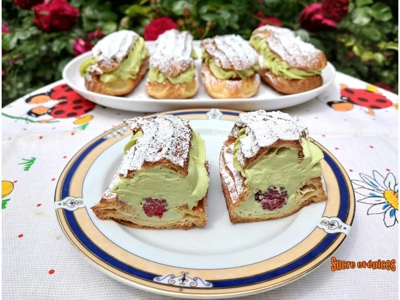 Éclairs framboise pistache