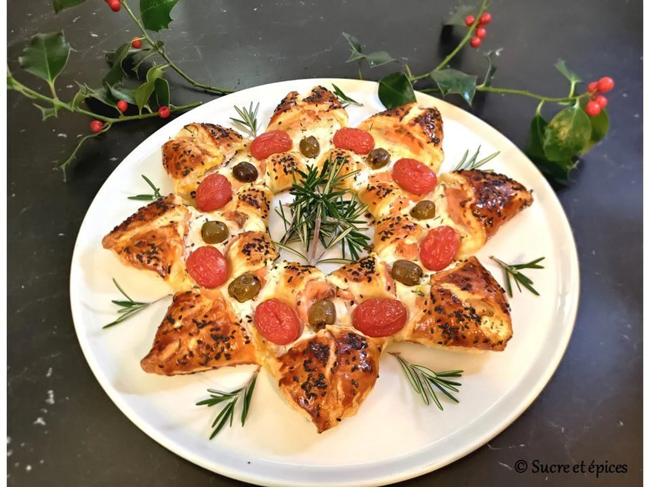 Étoile de Noël au saumon fumé et chèvre frais