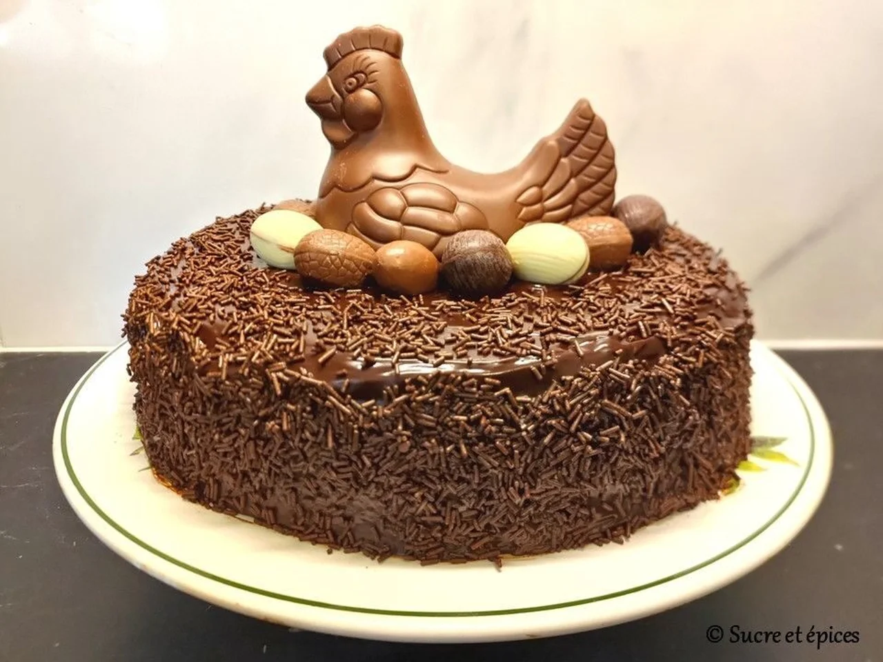 Gâteau au chocolat nid de Pâques